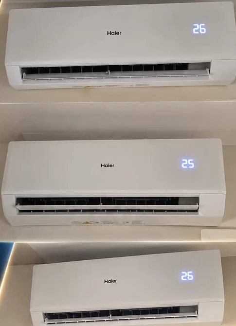 Três unidades interiores de ar condicionado Haier instaladas numa habitação em Riba de Ave